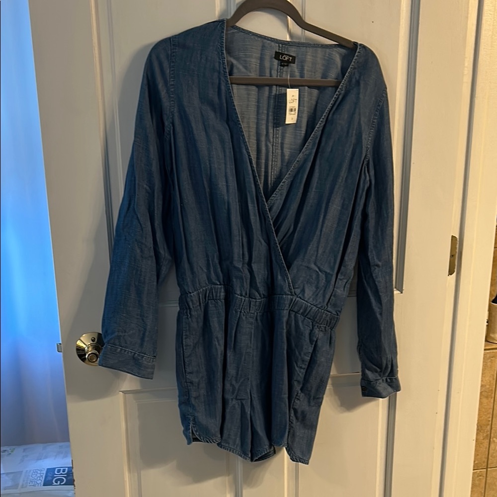 LOFT Denim Blue V-Neck Romper